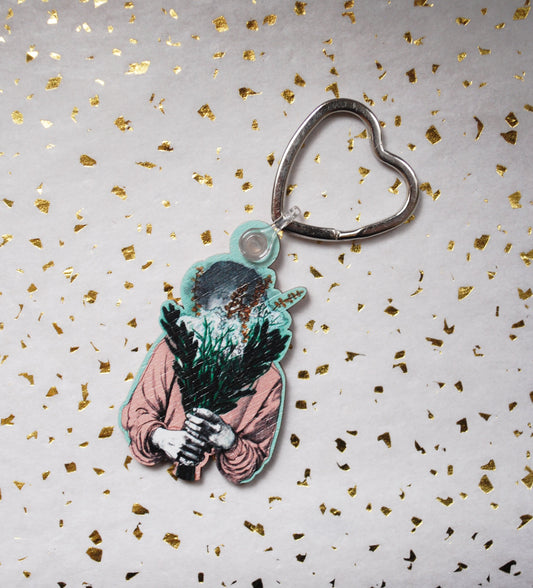 Bloemenmeisje sleutelhanger, Sleutelhanger met bloemen (Kraamcadeau)