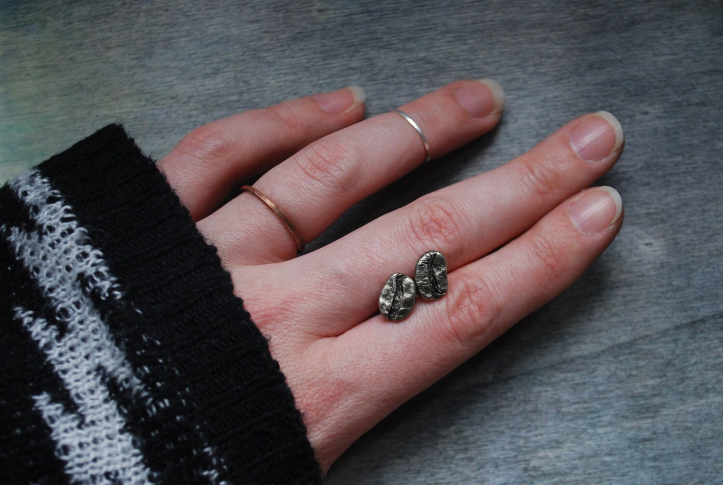 Sterling Silver Coffee Bean Earrings