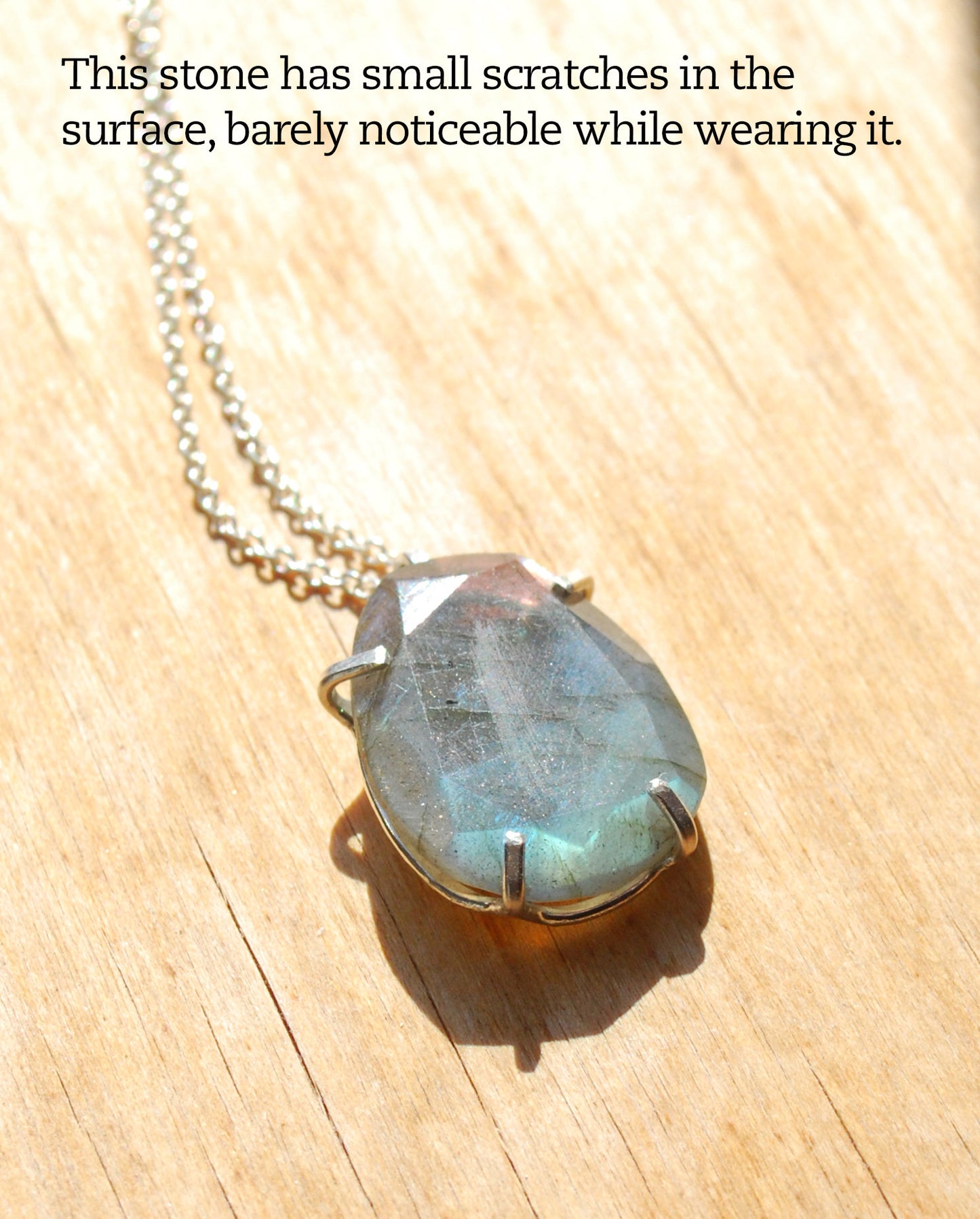 Rose necklace, Eco sterling silver labradorite necklace