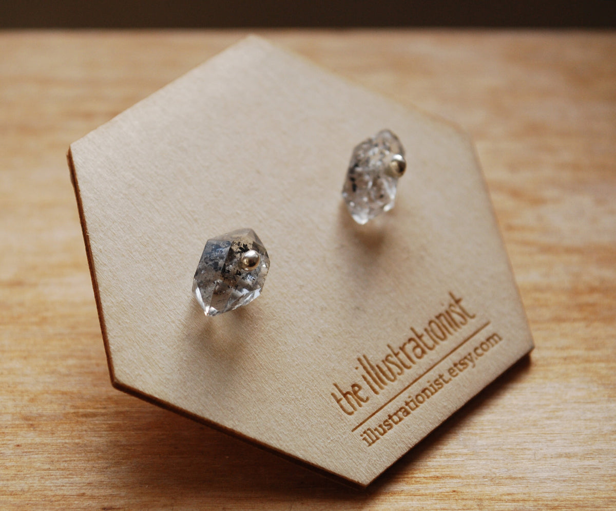 Tula oorbellen, Eco sterling zilveren Herkimer oorbellen
