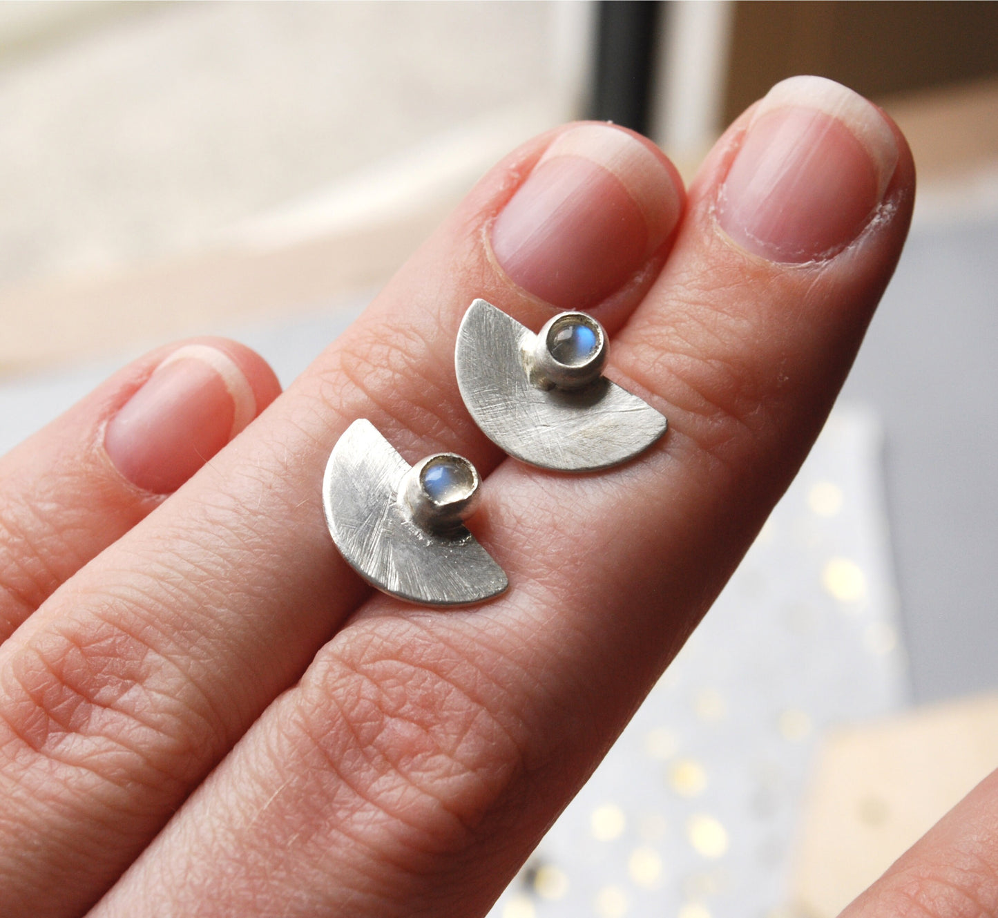 Sterling silver moonstone earrings