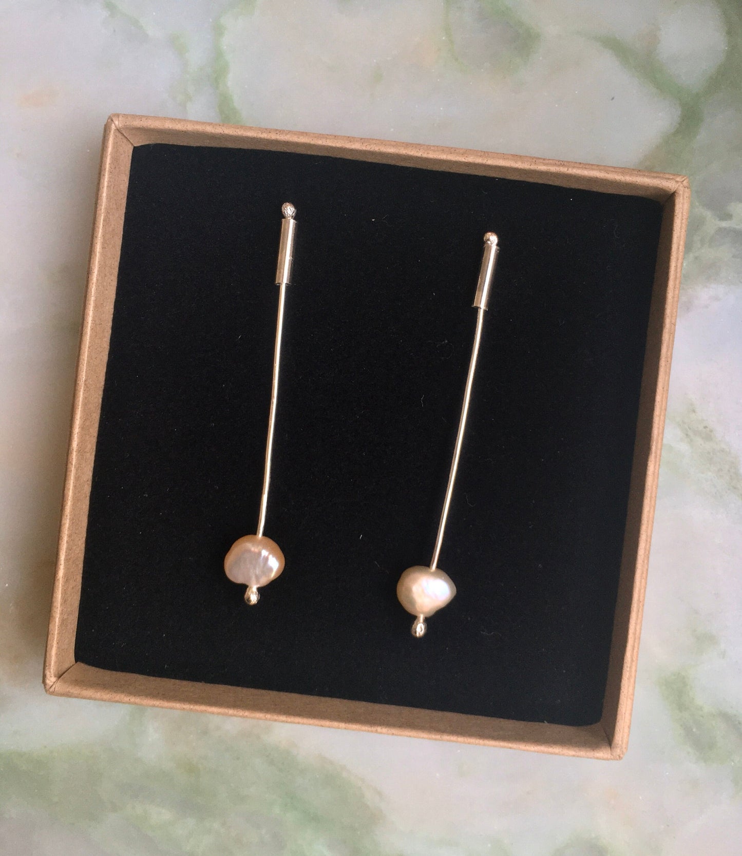 Reba earrings, pearl and sterling silver