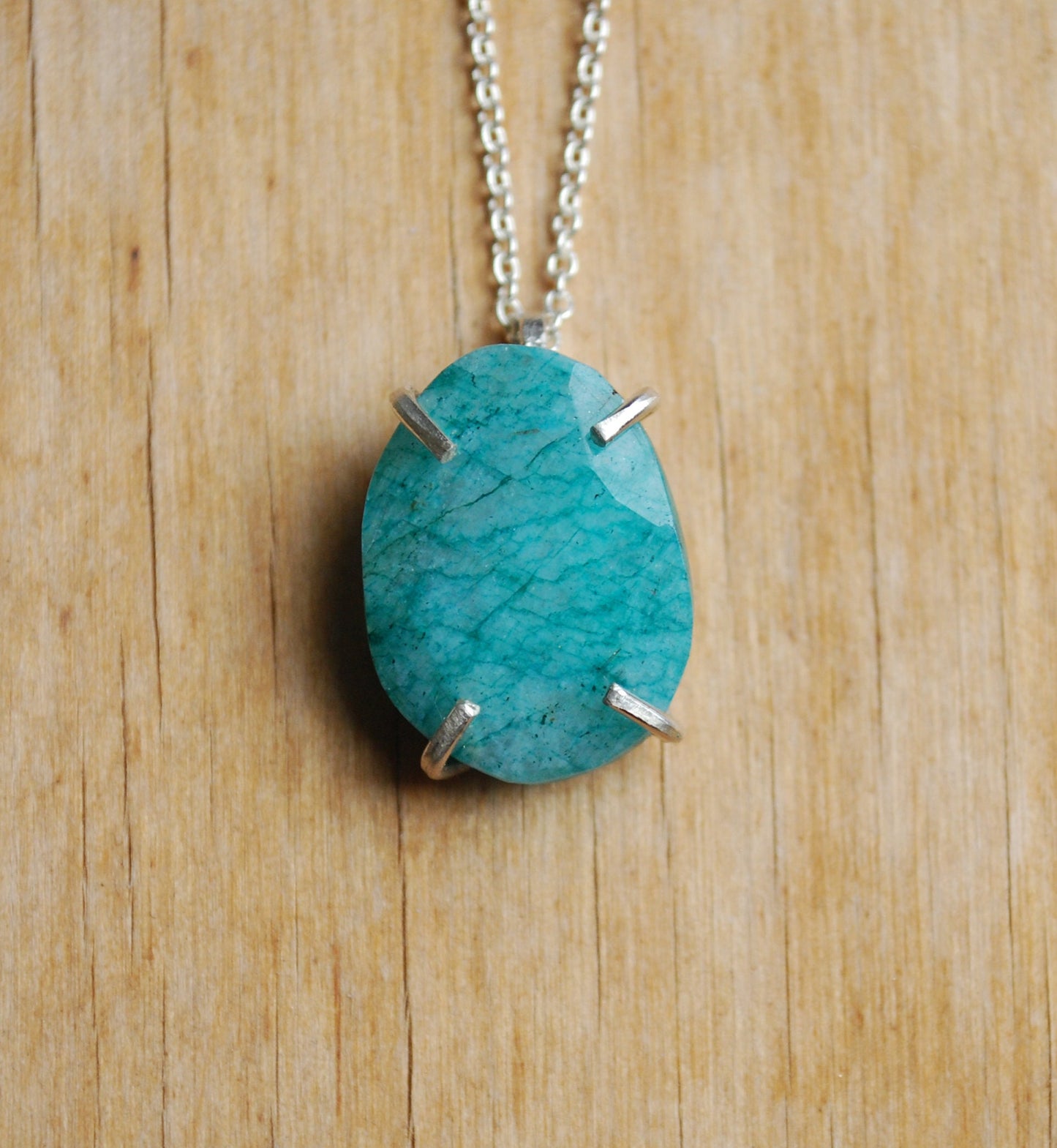 Rose necklace, eco sterling silver green moonstone necklace