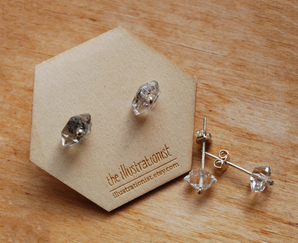 Tula oorbellen, Eco sterling zilveren Herkimer oorbellen